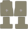 Molded Cut Pile Floor Mats for 2010-2014 Ford Mustang [Silver Running Pony Logo, 4-Piece, Medium Sand Gray/Neutral]
