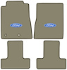 Molded Cut Pile Floor Mats for 2010-2014 Ford Mustang [Ford In Oval Logo, 4-Piece, Medium Sand Gray/Neutral] - image 1
