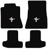 Molded Cut Pile Floor Mats for 2015-2023 Ford Mustang [Silver Running Pony Logo, 4-Piece, Black] - image 1