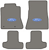 Molded Cut Pile Floor Mats for 2015-2023 Ford Mustang [Ford In Oval Logo, 4-Piece, Light Titanium] - image 1