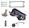 Stock-Style Replacement Oil Pan Kit for 1979-1995 Ford Mustang 5.0L w/o Low Oil Level Sensor Port [Black] - image 1