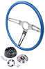 3-Spoke Comfort Grip Steering Wheel Kit Fits Select 1969-1972 Chevrolet Cars [Blue Grip]