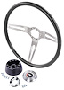 3-Spoke Comfort Grip Steering Wheel Kit Fits Select 1967-1969 Chevrolet Cars & 1960-1975 Chevrolet & GMC Trucks [Black Grip] - image 1