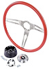 3-Spoke Comfort Grip Steering Wheel Kit Fits Select 1967-1969 Chevrolet Cars & 1960-1975 Chevrolet & GMC Trucks [Red Grip]