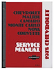 Chassis Service Manual for 1978 Chevrolet Camaro, Corvette, Malibu, Monte Carlo, Nova