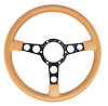 Formula Steering Wheel for 1970-1981 Pontiac Firebird Trans AM [Black 3-Spoke w/Tan Grip] - image 1