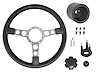 Formula Steering Wheel Kit for 1970-1981 Pontiac Firebird Trans AM [Silver 3-Spoke w/Black Grip & TA Gold Bird Emblem] - image 1