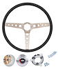 3-Spoke Steering Wheel Kit Fits Select 1960-1975 GM Trucks, 1969-1972 GM Cars [Round Holes, Black Grip, Chrome Hub] - image 1