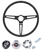 Black 3-Spoke Steering Wheel Kit Fits Select 1960-1975 GM Trucks, 1969-1972 GM Cars [Stainless Steel Outer Ring, Black Grip/Hub]