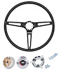 Black 3-Spoke Steering Wheel Kit Fits Select 1960-1975 GM Trucks, 1969-1972 GM Cars [Stainless Steel Outer Ring, Black Grip/Chro - image 1