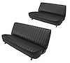 Front and Rear Bench Seat Upholstery for 1981-1987 Chevy/GMC Crew Cab Truck [Seat Belt Cutouts, Madrid, Black] - image 1