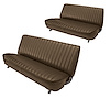 Front and Rear Bench Seat Upholstery for 1981-1987 Chevy/GMC Crew Cab Truck [Seat Belt Cutouts, Madrid, Dark Saddle] - image 1