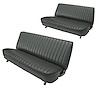 Front and Rear Bench Seat Upholstery for 1981-1987 Chevy/GMC Crew Cab Truck [Seat Belt Cutouts, Madrid, Charcoal] - image 1