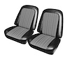 Front Buckets Upholstery for 1967-1972 Chevrolet/GMC Standard Cab Truck [White-Black Cloth, Black Oxen] - image 1
