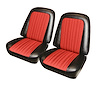 Front Buckets Upholstery for 1967-1972 Chevrolet/GMC Standard Cab Truck [Red-Black Cloth, Black Oxen] - image 1
