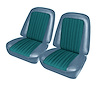 Front Buckets Upholstery for 1967-1972 Chevrolet/GMC Standard Cab Truck [Blue-Black Cloth, Metallic Oxen] - image 1
