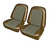 Front Buckets Upholstery for 1967-1972 Chevrolet/GMC Standard Cab Truck [Brown-Tan Cloth, Saddle Oxen] - image 1