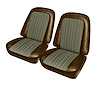 Front Buckets Upholstery for 1967-1972 Chevrolet/GMC Standard Cab Truck [Brown-Tan Cloth, Dark Brown Oxen] - image 1
