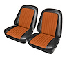 Front Buckets Upholstery for 1967-1972 Chevrolet/GMC Standard Cab Truck [Orange-Black Cloth, Black Oxen] - image 1