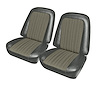 Front Buckets Upholstery for 1967-1972 Chevrolet/GMC Standard Cab Truck [Light-Light Gray Cloth, Charcoal Gray Oxen] - image 1