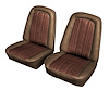 Front Buckets Seat Upholstery for 1969-1972 Chevy/GMC Standard Cab Truck [Saddle Madrid Vinyl, Walnut Brown Velour Inserts] - image 1