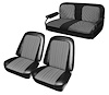 Front Buckets and Rear Bench Seat Upholstery for 1969-1972 Chevrolet Blazer  GMC Jimmy [White-Black Cloth, Black Oxen] - image 1