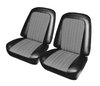 Front Buckets and Rear Bench Seat Upholstery for 1969-1972 Chevrolet Blazer  GMC Jimmy [White-Black Cloth, Black Oxen] - image 2