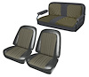Front Buckets and Rear Bench Seat Upholstery for 1969-1972 Chevy Blazer/GMC Jimmy [Gray-Light Gray Cloth, Charcoal Gray Oxen] - image 1