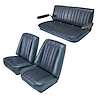 Low Back Front Buckets/Rear Bench Seat Upholstery W/O Seat Belt Cutouts for 1973-1987 Chevy Blazer/GMC Jimmy [Medium Blue, Blue] - image 1