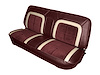 Front Bench Seat Upholstery for 1973-1979 Ford F-100/F-150 Truck [Maroon w/Burgundy Insert w/White Corinthian Vinyl] - image 1