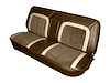 Front Bench Seat Upholstery for 1973-1979 Ford F-100/F-150 Truck [Giner/Dark Saddle w/Sandstone Insert w/White Corinthian Vinyl] - image 1