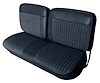 Front and Rear Bench Seat Upholstery Fits Select 1973-1986 Ford Truck Ext./Super Cab Truck [Dark Blue Sierra Grain Vinyl] - image 1