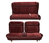 Front Split Bench and Rear Bench Seat Upholstery for 1980-1986 Ford Bronco [Burgundy Encore Trim, Burgundy Regal Inserts] - image 1