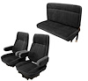 Vinyl Front High Back and Rear Bench Seat Upholstery for 1980-1986 Ford Bronco [Corinthian Vinyl, Black] - image 1