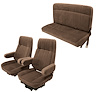 Vinyl Front High Back and Rear Bench Seat Upholstery for 1980-1986 Ford Bronco [Corinthian Vinyl, Ginger/Dark Saddle] - image 1