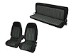 Front Bucket/Rear Bench Seat Upholstery for 1988-1995 Chevy/GMC Std. Cab Truck [Center Arm Rest/Headrest, Black/Charcoal] - image 1