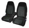 Front Bucket/Rear Bench Seat Upholstery for 1988-1995 Chevy/GMC Std. Cab Truck [Center Arm Rest/Headrest, Black/Charcoal] - image 2