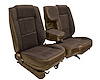 60/40 Bucket Seat Upholstery for 1983-1992 Ford Ranger Standard Cab w/XLT Trim [Saddle Sierra Vinyl, Chocolate Woven Cloth] - image 1