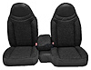 Front Bucket Seats Upholstery for 1998-2002 Ford Ranger Standard Cab [Console, w/o Cup, Black Encore Velour, Black Woven Cloth] - image 1