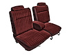 Front 55/45 Split Bench Seat UPH for 1981-1987 Chevrolet El Cam/GMC Caballero w/ARMR [Vert. Pleats, Maroon Vy/Burgundy Velour] - image 1