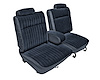 Front 55/45 Split Bench Seat UPH for 1981-1987 Chevrolet El Cam/GMC Caballero w/ARMR [Vert. Pleats, Navy Blue Vinyl/Blue Vel.] - image 1