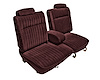 Front 55/45 Split Bench Seat UPH for 1981-1987 Chevrolet El Cam/GMC Caballero w/ARMR [Vert. Pleats, Claret Vinyl/Claret Vel.] - image 1