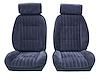 Front Reclining Bucket Seat Upholstery Fits Select 1982-1988 Chevy/GMC Models [7 Vertical Pleats, Med. Blue Vinyl/Blue Velour] - image 1