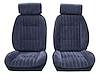 Front Reclining Bucket Seat Upholstery Fits Select 1982-1988 Chevy/GMC Models [7 Vertical Pleats, Navy Blue Vinyl/Blue Velour] - image 1