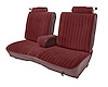 Front 50/50 Split Bench Seat UPH for 1981-1987 Chevy El Cam/GMC Caballero w/Center ARMR [9 Vert. Pleats, Maroon Vy/Burg. Velour] - image 1