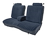 Front 50/50 Split Bench Seat UPH for 1981-1987 Chevy El Cam/GMC Caballero w/Center ARMR [9 Vert. Pleats, Navy Bl Vy/Blue Velour] - image 1