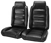 Front Bucket Seat UPH for 1978-1981 Chevy El Camino/Malibu GMC Caballero w/Built in Headrest [Horizontal Pleats, Black Vinyl] - image 1