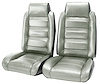 Front Bucket Seat UPH for 1978-1981 Chevy El Cam/Malibu GMC Caballero w/Built in Headrest [Horiz. Pleats, Blk Vy/Sliver Velour] - image 1
