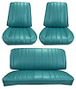 Front Buckets & Rear Seat Upholstery Kit for 1966 Chevy Chevelle & Malibu, Coupe, Hardtop [Madrid Grain Vinyl Turquoise] - image 1
