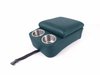 Deluxe Bench Seat Console with Brushed Stainless Steel Cup Holders and Storage Compartment [Dark Turquoise, Sierra Grain Vinyl]